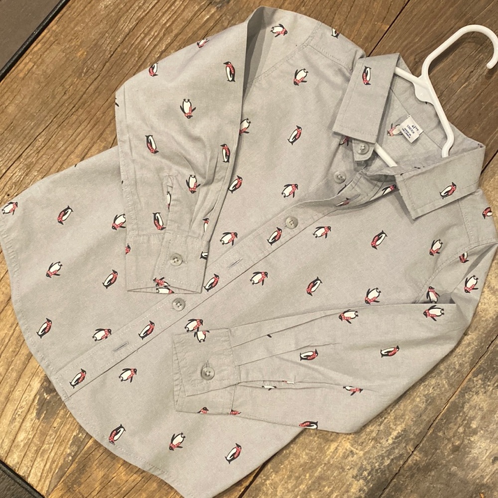 Christmas penguins! Button down shirt